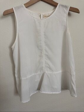 cloth & stone White Sleeveless Peplum Tank Top